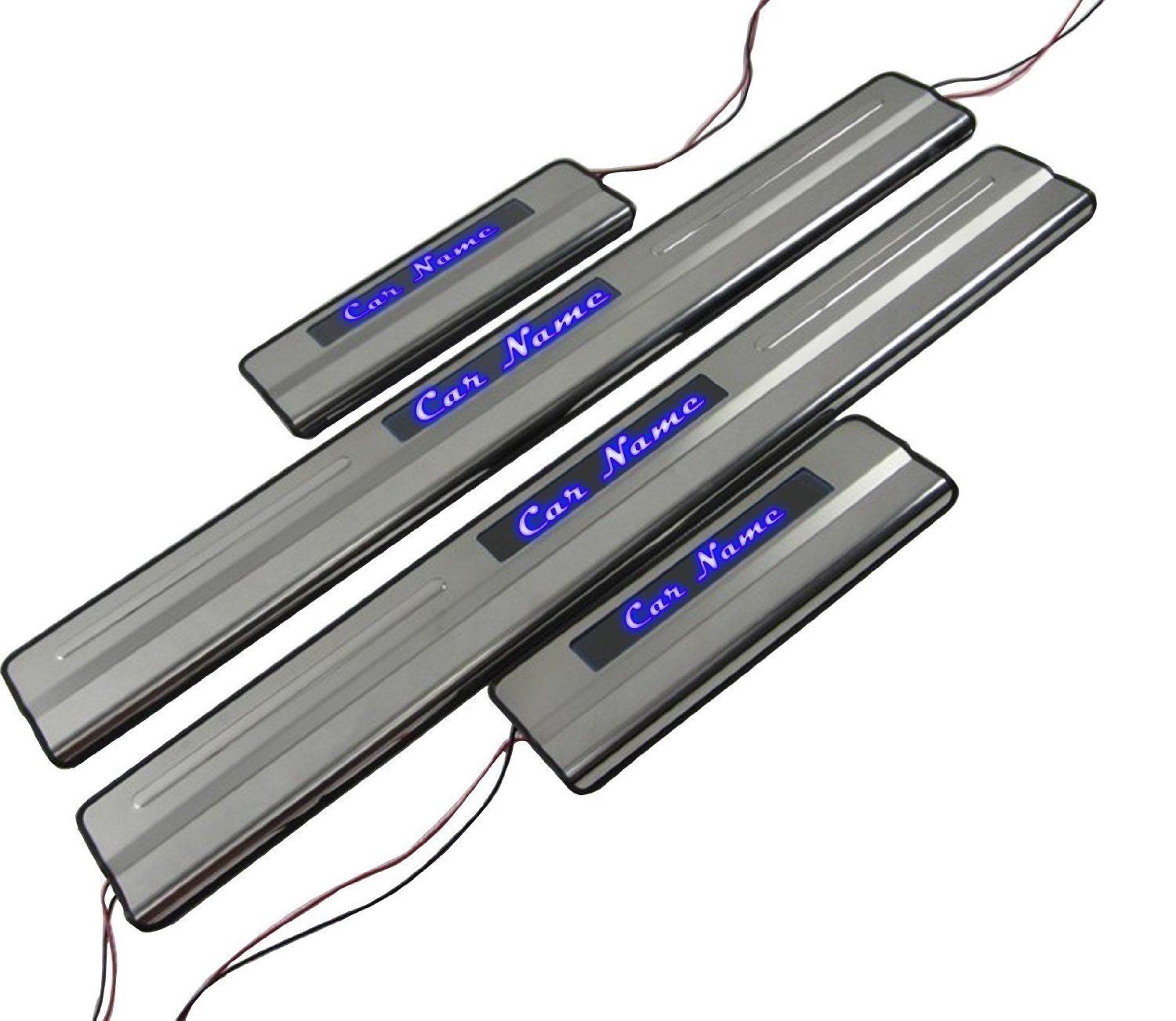 LED Doorstep Garnish Stainless Steel Scuff/FootStep Sill Plate For FORD FIGO(Set of 4pcs)